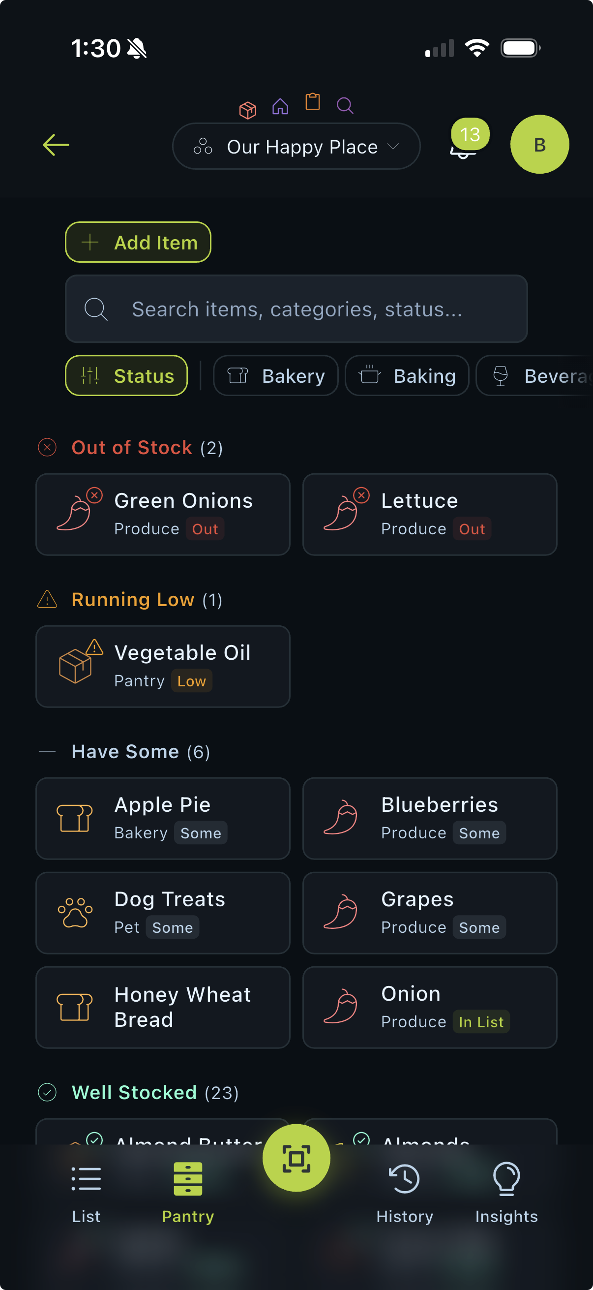 Zupply smart grocery list interface